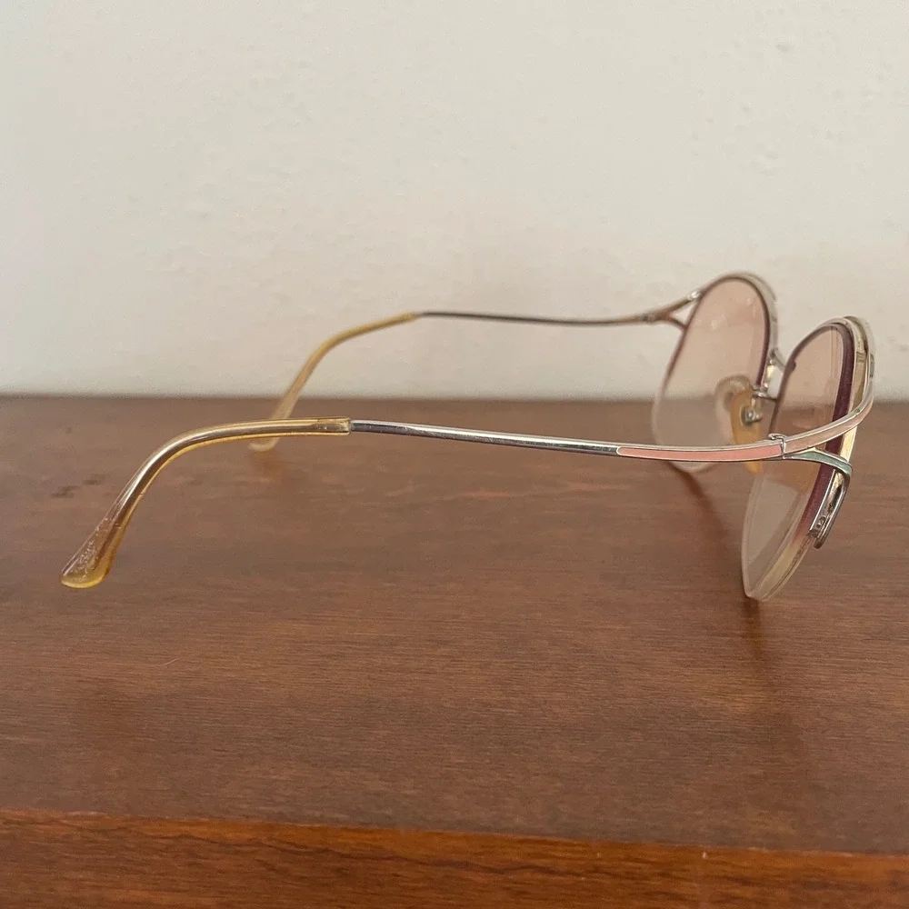 Vintage Oversized Round Eyeglasses FRAMES ONLY Enamel Optiline 4256 Germany